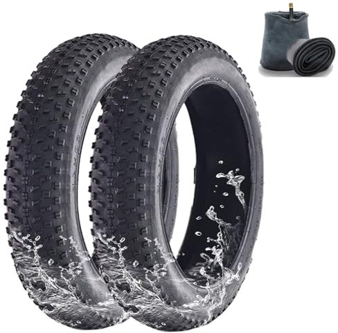 20 x 4,0 tums fat cykeldäck, 30 PSI cykelcykeldäck och slang för Wide Mountain Snow Bike för elektrisk urban berg eller trehjulscykel, 2 stycken