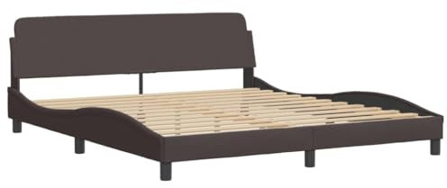 vidaXL Sängram Dover mörkbrun 180x200 cm tyg, dubbelsäng, säng, säng ram, dubbelsängar, sängar, säng ramar, sängram med huvudgavel