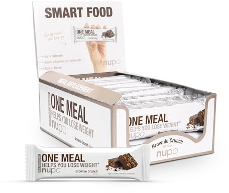 NUPO One Meal Bar - Brownie Crunch (15 x 60g) I Leckerer High Protein Riegel zum Abnehmen | Mahlzeitenersatz Protein Bar Low Sugar I Kalorienarme Snacks mit Nährstoffen Vitaminen und Mineralien