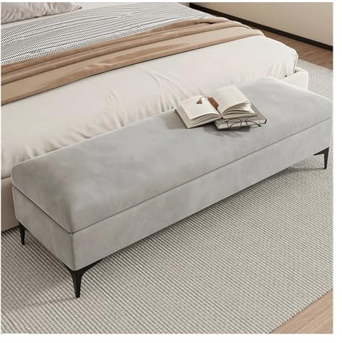 Bedroom Bench Storage Ottoman, Storage Bench for Bedroom End of Bed, Ottoman Foot Rest with Storage Bins, Ottoman with Storage for Living Room, Velvet Ottoman End of Bed Stool (Color : Light grey,