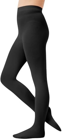 CozyWow Collants fille 60 Deniers Demi-opaques Collants de ballet en microfibre avec pied, Noir, 8-10 ans