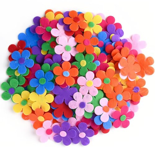 200 piezas de fieltro de flores, sobres de flores de tela para manualidades, colores surtidos para manualidades, decoración