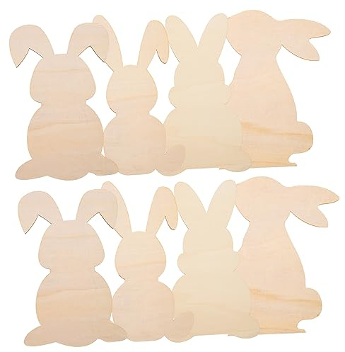 DOITOOL 8pcs Rabbit Wood Chips Hay Feeder Rabbit Flocked Bunny Large Rabbit Cutouts Bunny Banner Bunny Cutout for Craft Guinea Pig Food Bunnies Rabbit Cut Out Wicker Toppers Gonks