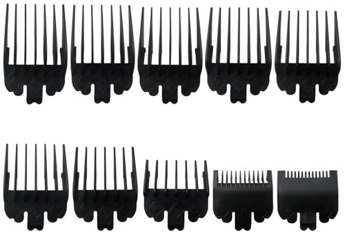HaeKap 10-Piece Hair Clipper Guards Cutting Combs Fit for Andis inCLINE RACA-2 only - Black