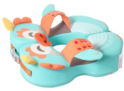 Mambobaby Flotador de natación para bebé, no inflable, entrenador de natación, anillo para bebés de 3 a 72 meses, flotador de piscina para bebés, azul lago, perla azul, espuma, cuero (Azul lago)