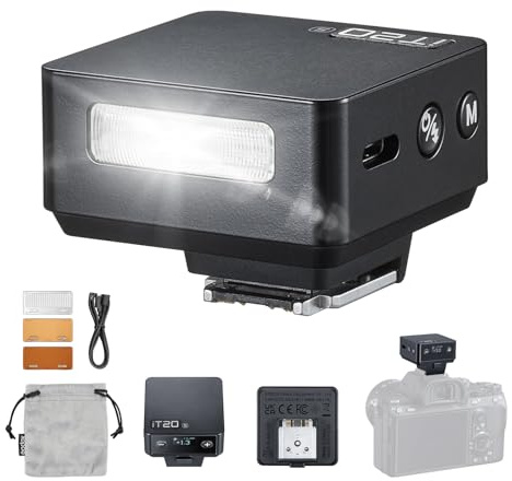 GODOX iT20 S iT20-S Mini Flash for Sony, TTL Camera Flash for Sony, Built-in 300mAh Battery, 700 Full Power Flashes, 1.5s Recycle Time, with Magnetic Spreader & Color Filter(Black)