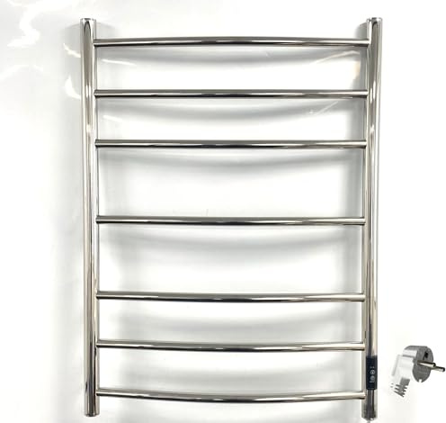 Greened House Brescia Sèche-Serviettes électrique Sèche-Serviettes 600mm L x 800mm H électrique en Acier Inoxydable Poli Miroir (UE)