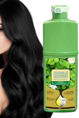 Foam Hair Dye, Bubble Mousse Shampoo, 500ml Natural Hair Mousse, Gray Hairs Coloring Mousses, Long Lasting Plant Dying Mousses, for Men Women Home Salon Daily Bathroom Travel