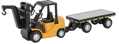 Qudinip Mini Chariot élévateur RC 1:64, Chariot élévateur télécommandé Bluetooth APP, Rotation à 360 Degrés avec Remorque, pour Collectionneurs et Passionnés (Jaune)