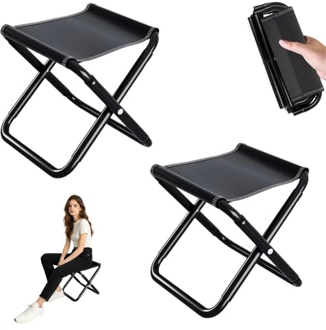 Foonary lot de 2 mini-chaises pliantes de 30 cm, tabourets pliants d'extérieur, tabourets de camping pliants avec sac de rangement, sièges pratiques pour la pêche, la randonnée, le jardin, les barbecu