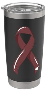 Cinta de mieloma múltiple Cancer Survivor Chemo Borgoña Vaso térmico de acero inoxidable de doble pared