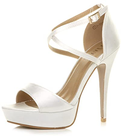 AJVANI platform high heel peeptoe cross over strappy shoes size 4 37