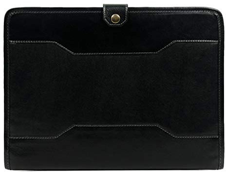 Time Resistance Leder-Organizer-Portfolio – 13 Zoll-Laptoptasche – Dokumentenmappe aus Vollnarbenleder (Schwarz)