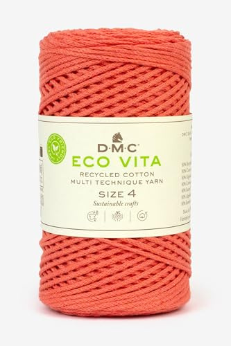DMC Eco Vita 4, Coral Crochet Knitting Macrame Yarn, 250g