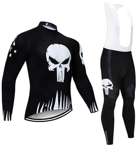 Moxilyn Maillot de Cyclisme + Pantalon Homme Manche Longue Tenue Cycliste Rembourrage Équipement Ensemble pour Velo VTT de Sport Respirant Confortable, XXL