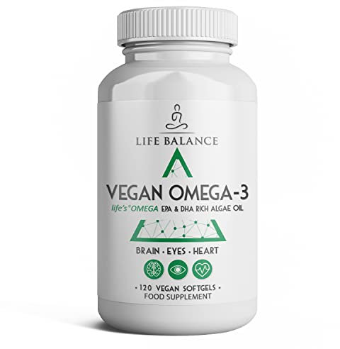 Nouveauté : Omega 3 végétalien - Huile d'algues riche en EPA et DHA - 120 gélules molles sans carraghénane - Fabriquées avec de l'huile d'algues Life'sOMEGA - Pure et sans contaminants - Alternative
