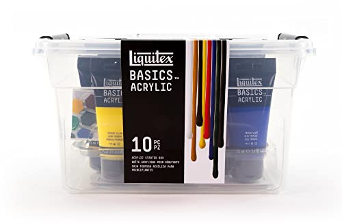 Liquitex 3699400 Basics - Acrylfarbe, monopigmentierte Künstlerpigmente, lichtecht, mittlere Viskosität, Archivqualität, seidenglänzender Finish -6 Farben a 22ml Tuben - Fluoreszent (6er Pack)