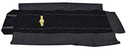 SCIKHEFT Tragbare Schmuckrolle für Reisen, Samt, Schwarz / Grau, Armband, Aufbewahrungskoffer, Ketten-Organizer, Tragetasche (komplett schwarz)
