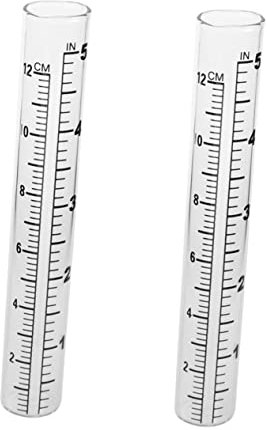 Amosfun 2pcs 12cm Glass Rain Gauge Tube with Flat Bottom and Scale