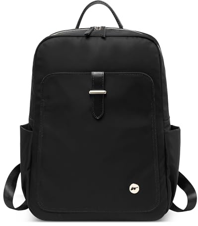DEEVORCA Zaino Semplice Donna Elegante Zaino Antifurto per 15,6 Pollici Laptop con Maniglia Borsa del College Casuale Viaggio Vacanza Quotidiano Impermeabile Nylon Donna Borse da Scuola Nero
