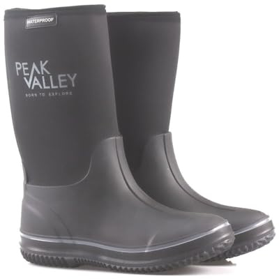MENS WATERPROOF NEOPRENE WELLINGTON BOOTS INSULATED RUBBER GARDEN WELLIES MUCK WALKING FESTIVAL YARD OUTDOOR HUNTING RAIN THERMAL SNOW (BLACK, UK Footwear Size System, Adult, Men, Numeric, Medium, 12)