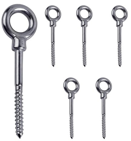 6 Pezzi Bullone a Occhiello M6, Viti a Occhiello, Dado a Occhiello con Dado ad Anello, Occhielli a Vite per Legno, Utilizzato per Appendere Oggetti Vari, Adatto per uso Interno ed Esterno