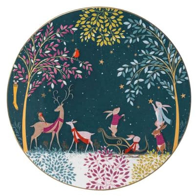 Sara Miller London Woodland Tales Serving Plate, Deer & Robin, Green