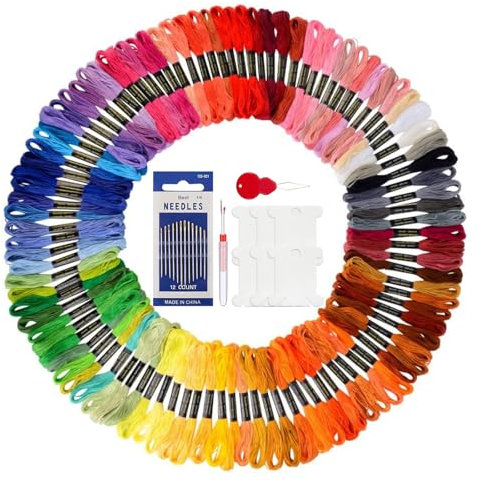 100 Farben Stickgarn Set, Embroidery Thread 6 Stränge pro Garn, jeweils 8 m Lang Strickgarn Knüpfgarn Yarn Stickgarn Baumwolle Perlgarn für Freundschaftsbänder Bracelets zum Basteln Kreuzstich
