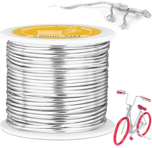 VynyQoo 2mm Basteldraht, 33M Biegbar Flexibel Silber Aluminiumdraht, Schmuckdraht, Silberdraht zum Basteln Für DIY-Skulpturen, Modellieren, Schmuckherstellung, Blumenbasteln Und Drahtweben