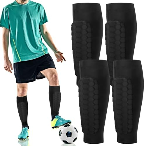2 Pairs Football Shin Pads Boys Shin Guards With Honeycomb Compression