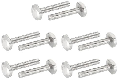PATIKIL Pernos De Ranura En T M6 X 35 Mm, 10 Pcs Acero Inoxidable 304 Pernos De Inserción En T Tornillos Deslizantes Con Rosca Métrica Cabeza De Martillo Para Pista En T, Plateado