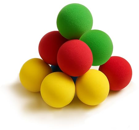 LandReCol 9 Stück Schaumstoffball, SchaumstoffbäLle Kinder，Kleine Softball, 6 cm Bälle für Bällebad, Sicherer Indoor-Spielspaß mit Leuchtenden Farben, Ideal für Farbenlernen und Partyspiele