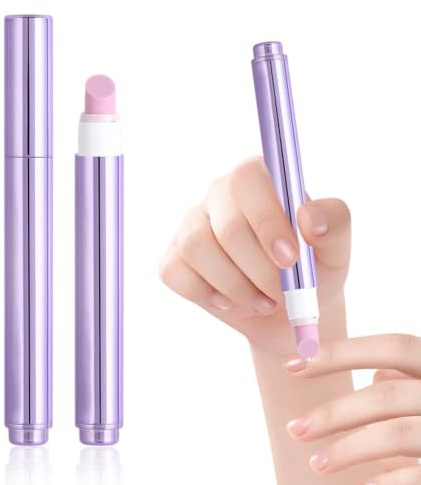 2 Piezas Lápiz de Aceite para Cutículas 3 en 1, Lápiz de Cuidado de Uñas con Punta Cerámica, Fortalece, Nutre y Repara Uñas Secas y Dañadas, Manicura Profesional, Morado