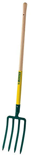 Leborgne, Fourche à Bêcher, 4 dents, Manche Bois, Tête Acier Forgé et Trempé, Manche de 100 cm en bois certifié 100 % PEFC, Manche inclus, Longueur totale 133 cm, Hauteur tête 30 cm, Largeur19 cm
