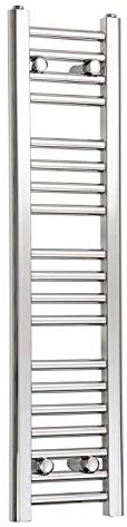 Companyblue 250mm wide x 1000mm high Heated Towel Rail Straight Flat Chrome Bathroom Warmer Radiator Rack Central Heating