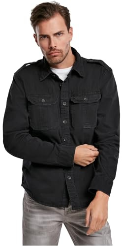 Brandit Vintage Shirt Long Sleeve, Uomo, black, M