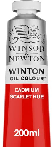 Winsor & Newton 1437107 Winton Oil Paint, 200ml Volume, Cadmium Scarlet Hue, (Pack of 1)
