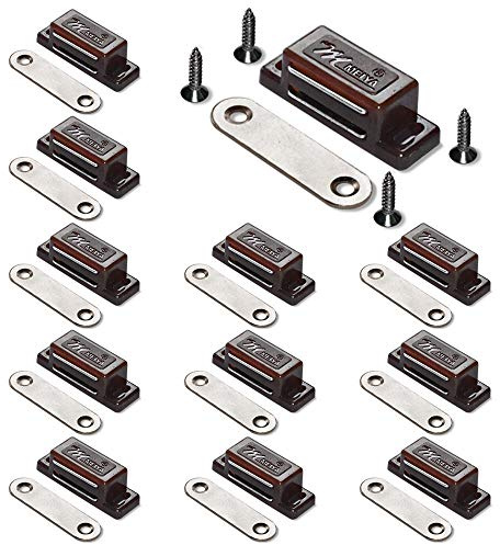 12Pack Magnetic Door Catch - 15lb High Magnetic Plastic Heavy Duty Latch for Kitchen Bathroom Cupboard Wardrobe Closet Closures Cabinet Door Drawer Magnets Screws Included