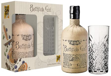 Ableforth's Bathtub Gin Geschenkpack 0,7l + hochwertiges Highball Glas Small Batch Gin aus England
