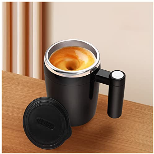 FOVNOT Taza Automezcladora, Taza de Café Autoagitable Taza Autoagitable Magnética Taza Autoagitable Recargable Taza Automezclante para Agitar Café/Leche/Chocolate Caliente (Negro)