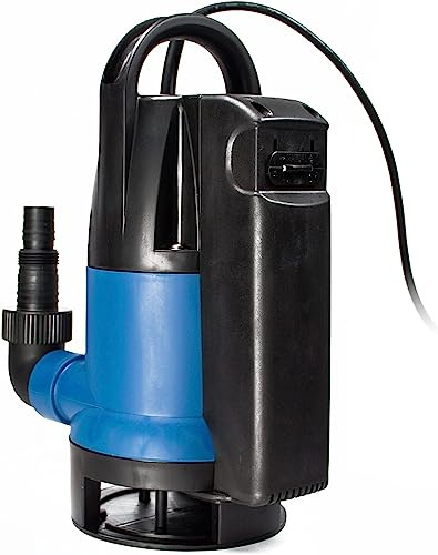 Dränkbar platt sugande trädgårdspump vattenpump, 400 watt, smutsvatten, 10 m rund kabel, flödeshöjd 5 m, flödeshastighet 8000l/h, AM-IPK400