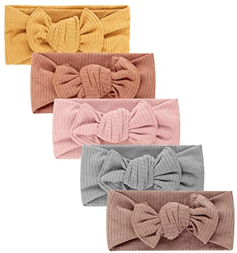 DRESHOW 5 Pièces Bébé Bandeaux Bébé Fille Bandeau Cheveux Bande de Cheveux Arc Bande de Cheveux Bandeaux Accessoires Bébé Fille Enfant Turban Bandeau
