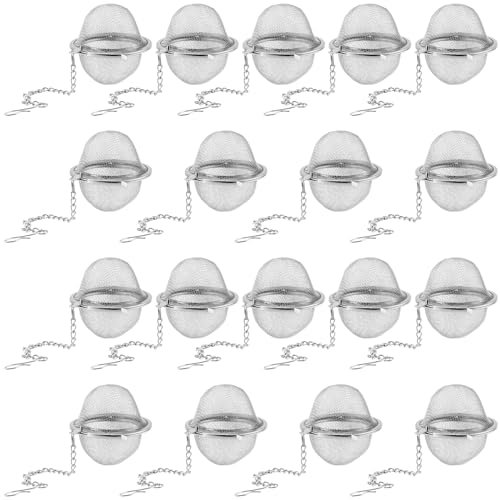 YUENPUN 18 PCS 5cm Tea Infuser Ball, 2 Inch Metal Tea Strainers Ball with Extended Chain Hook, Seasoning Spice Balls, Tea Infuser Strainer Filters for Loose Leaf Tea