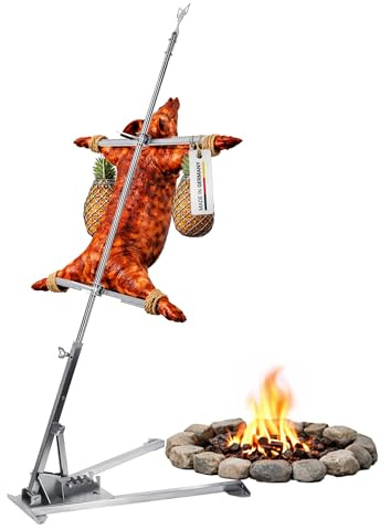 FENNEK Asado Kreuz | Argentinisches klappbares Grillkreuz für Spanferkel, Lamm Rinderhälften UVM. | höhenverstellbares BBQ Grillgestell aus Edelstahl für Feuerschalen & Lagerfeuer | Made in Germany