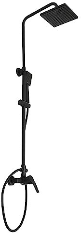 Konfiur Panel de ducha con grifo, ducha de lluvia negra, juego de ducha con alcachofa de mano, termostato de ducha montado en la pared, de ducha expuestos para baño, 20 x 20 cm