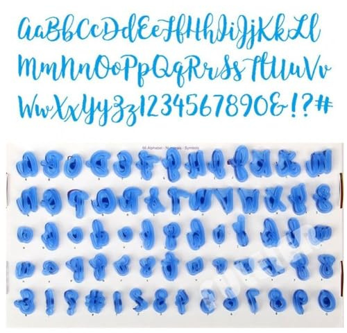 Fituenly 66pcs/set Alphabet Cake Stamp Upper and Lower Case Fun Fonts Characters, Edible Cookie Stamp Embossed Alphabet Number Tool, Food Grade Fondant Letter Cutters