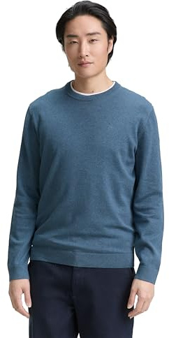TOM TAILOR 1039805 Pull-Over, 38701-Real Teal Melange, M Homme
