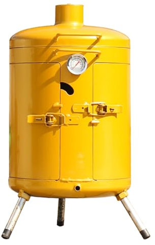 WPWSDWMX Parrilla de Carbón para Barbacoa, Ahumador, Resistente, 3 en 1, Estufa Colgante sin Humo, Juego de Parrilla para Picnic al Aire Libre(Yellow)