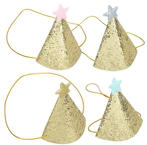 DECHOUS 4 Pezzi Cappellini da Festa per Glitter e Stelle da Colorati per Compleanno Rosa Decorazioni Divertenti per Feste
