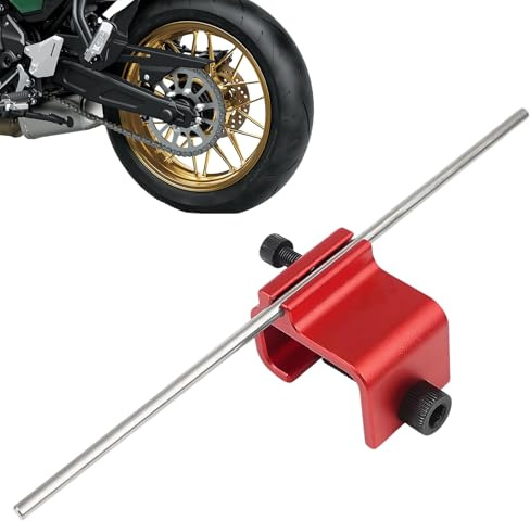 PacuM Strumento Allineamento Ruote Moto per Cura Veicolo Smagliacatena Moto Lega Alluminio Attrezzo della Catena Resistente Corrosione per Motociclette Quad Biciclette (Rosso)